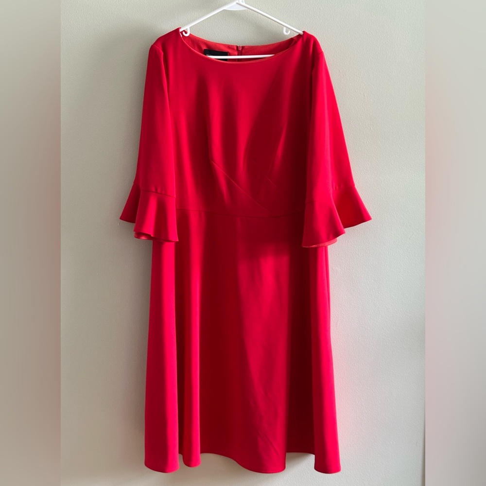 Donna Morgan Red A-Line Dress with Bell Sleeves